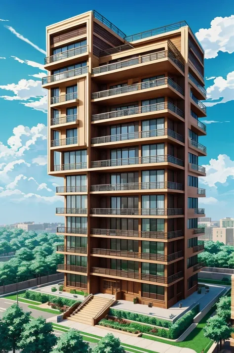 Create a huge seven-story fictional academy of millionaires, anime style my hero academia