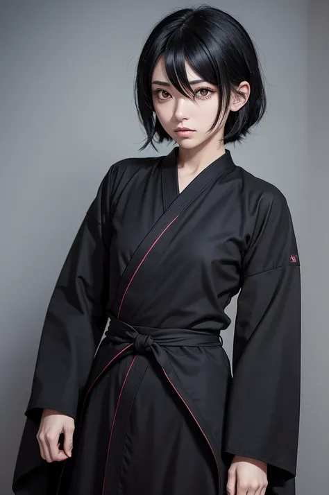 2d anime black hair, eyes black, jujutsu outfit