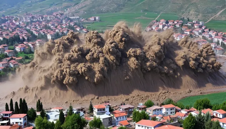 Impressive mud tsunami hits the city of Erzincan, Turkey