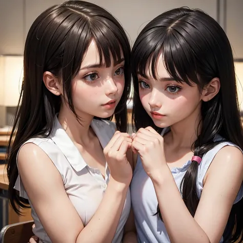 (masterpiece, best quality), perfect anatomy, perfect hands, two school girls are deeply in love with each other