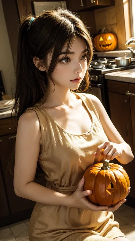 Girl with pumpkin-like hairstyle