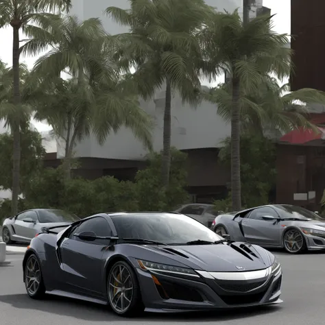 ((realism)) honda nsx parked in a miami beach parking lot
