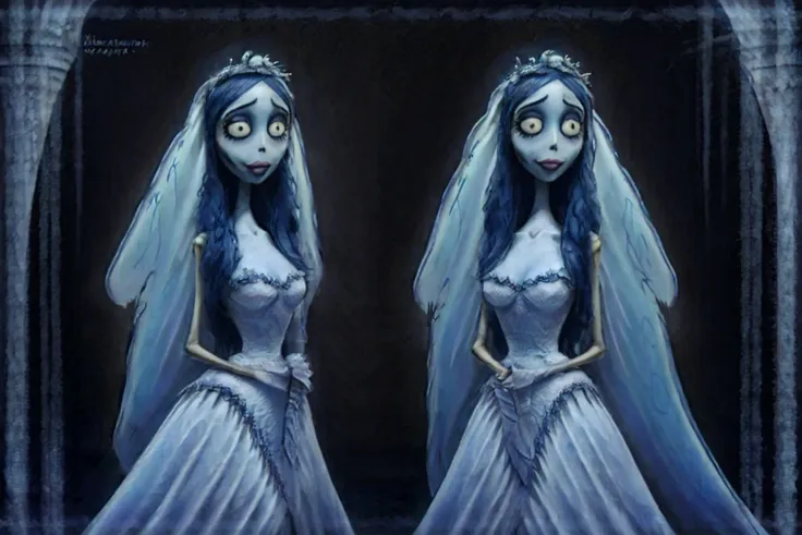 a ghostly, seductive, sensual bride, full-body, wearing a super long dress with a veil extending to the floor, ghostly, in the s...