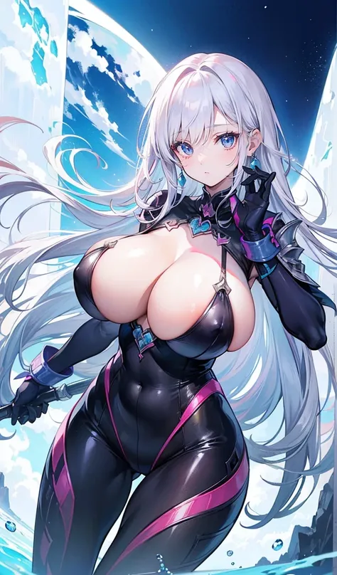 1 woman, (beautiful Fantasy woman being consumed by a bodysuit), Masterpiece, beautiful, Highest quality, rift, ((((big tits)))), Big breasts, Fantasy inn, Fantasy, silver hair, I&#39;m a boxer., long hair, ballerina flirt, thigh to head shot, (corruption)...