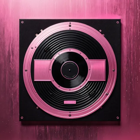 A black and pink musical album with metal or electronic music vibes 