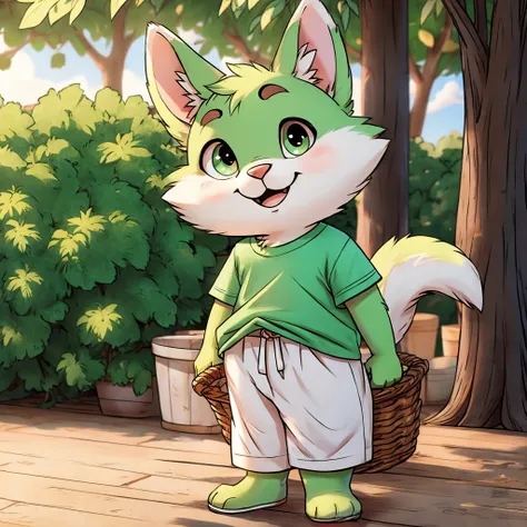 Cute pastel green furry in shirt