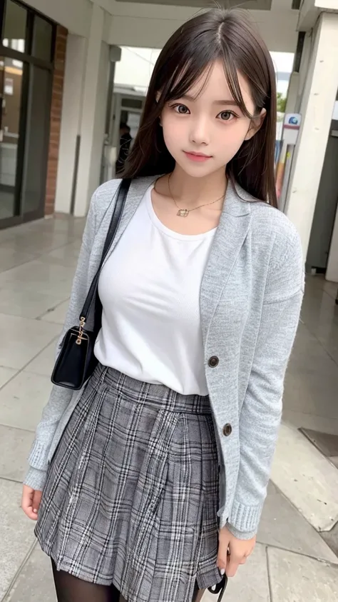 A girl dressed in fashionable clothes like those featured in fashion magazines for junior and senior high school students