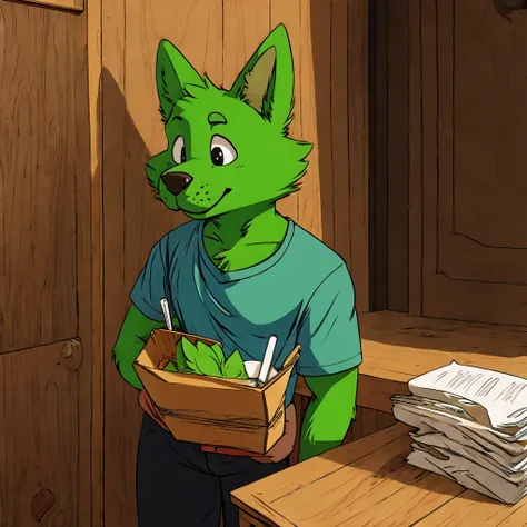 green furry in shirt