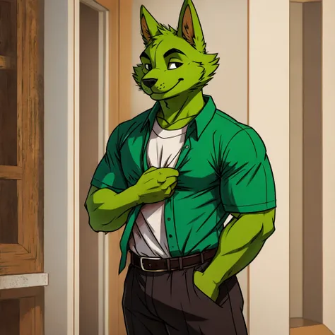 green furry in shirt