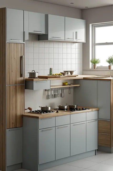 Generate small kitchen with light lead mezones