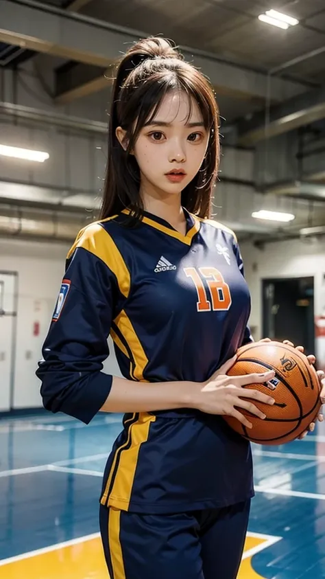 Woman wearing basketball suit which name is Tenang 