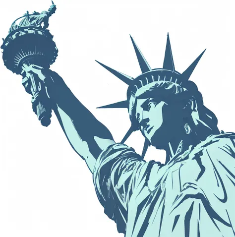 statue of liberty holding a torch in her hand, the statue of liberty, statue of liberty, photo of the statue of liberty, detalized new york background, liberty statue sitdown pose, statue of liberty at left, new york background, new york city background, s...