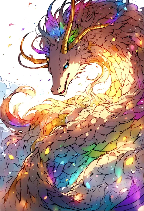 flag、masterpiece、(White Background:1)、Golden Chinese dragon surrounded by white clouds、god々々Hello、Wind、god々、Long undulating body、Overbyte、Upper Body、wonderful、god話、high quality、Very detailed、masterpiece、wonderful、Particle Effects、Dynamic Effects　Summer sol...