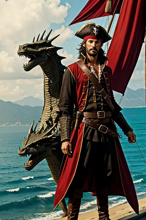 Tall güero pirate with a dragon 
