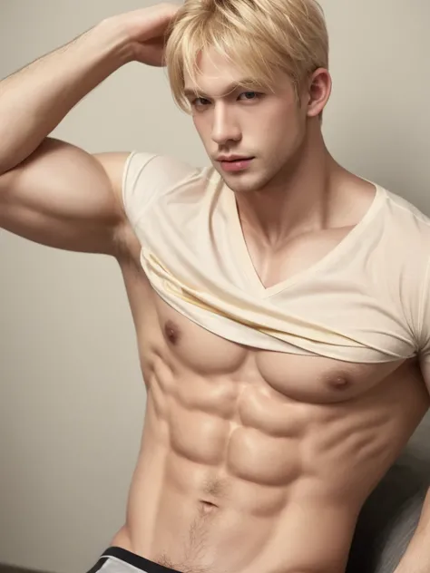 blond man, Muscular, bad boy, shirt, underwear