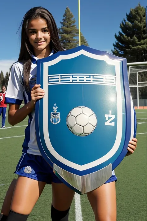 A football shield for CET 2 Bariloche that combines the school&#39;s technical identity with sports icons