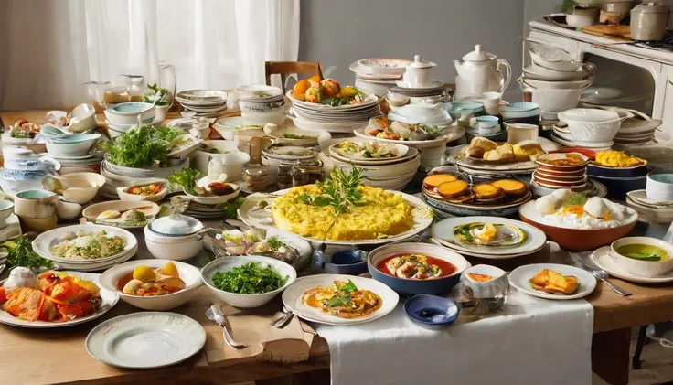 A table full of dishes