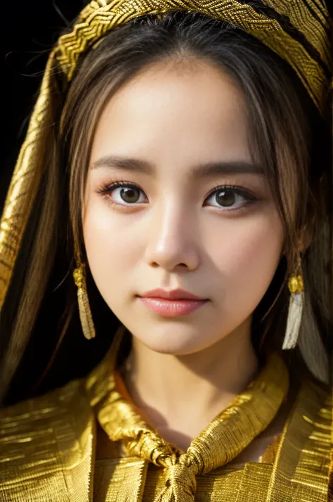 One girl,20-year-old,Upper Body,Traditional clothing,Look straight into the eyes,Traditional Dancer