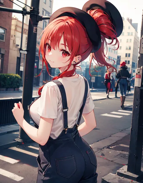 (Close-up:1.3),Realistic,Highest quality, Ultra Detail, High-quality CG rendering, The most delicate and beautiful, Floating softly, High resolution, (1 girl), (Highest quality,4K,8K,masterpiece:1.2),(All red hair:1.5), (ponytail:1.5),(Red eyes:1.5),(Sligh...