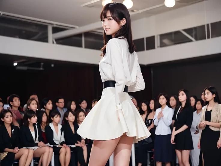 An extremely beautiful Japanese high school girl race queen who highlights her beautiful legs、She was photographed walking down the runway at a fashion show wearing Umbra&#39;s new underwear.、She is an eternal idol who combines a clean look with modern cha...