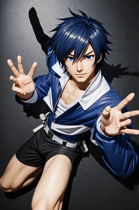 Anime male hands up high pose