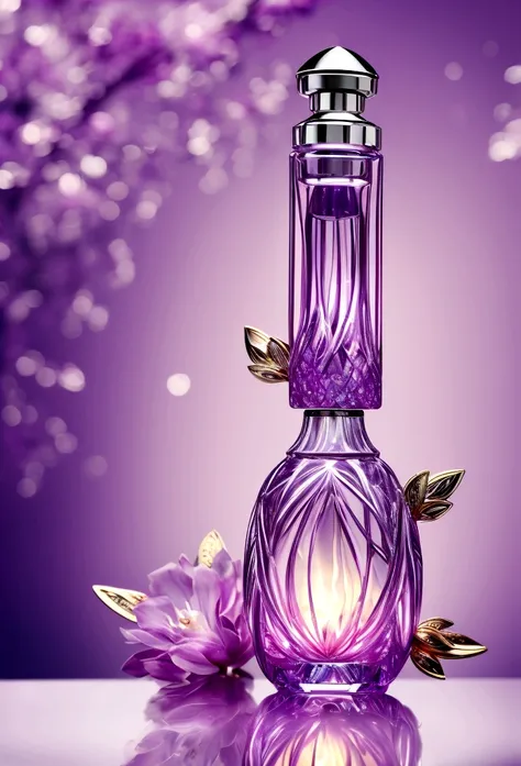 perfume bottle with its atomizer, fine, elegant, magical, mystical, energetic, centralized in the center, the bottle surrounded by energy, beautiful, amazing, angelic, mystical, 4k, masterpiece