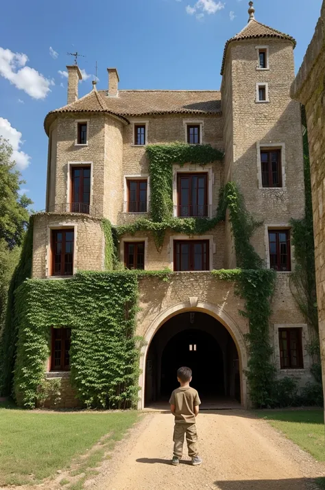 Inside a small village, there is a mansion as big as a fort, a boy is standing outside it with his Mustang car