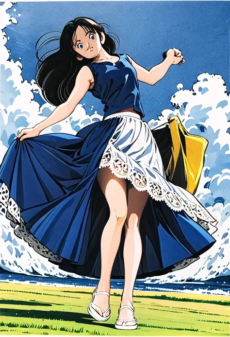 音無響子制服のLong skirt、The color is dark blue、
Low - Angle、制服のLong skirt、The color is dark blue、
Low - Angle、Long skirt、Hold down your skirt that is being blown up by the strong wind、Anime white panties in a strong wind、Crotch is visible
ローレグのパンツ、Color: White、
...