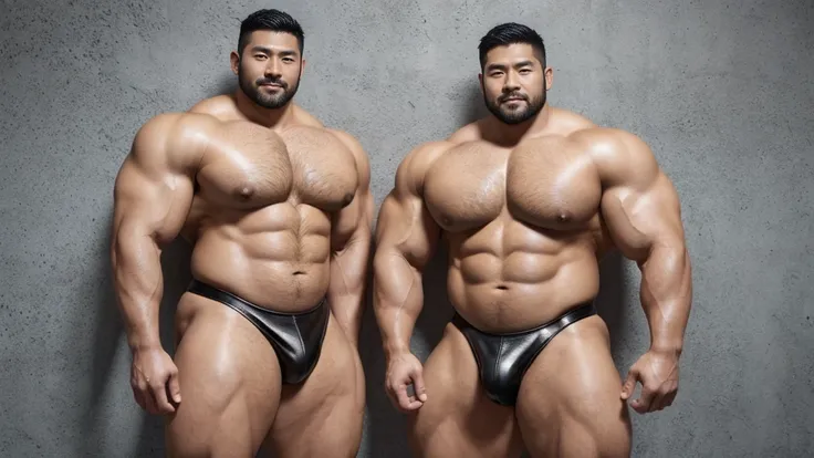 There is only one handsome Asian actor in the photo，35 years old，High target, Fitness，short hair, O-Shaped Beard，Perfect body, Skin color black，Radiant Skin，Smooth skin，Muscle bulge, muscular, Very large pectoral muscles，Very sexy abdominal muscles，Very we...