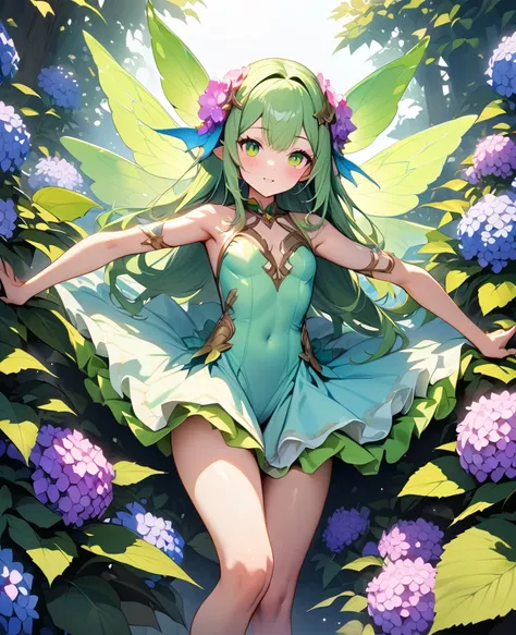 (Ultra high-res, masterpiece, best quality, ultra-detailed representation) ,Hydrangea Fairy