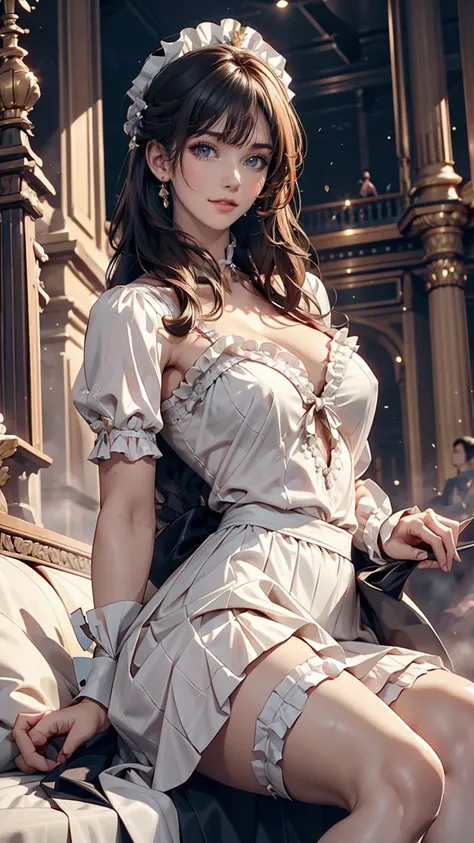 24-year-old female、Model-like proportions、My hips are constricted、slim、Wear a frilly blouse、cameo((cameo))apply、Wear a long skirt、Wear heels、レースでできたロンググローブapply、At the Opera House、Before the opera begins