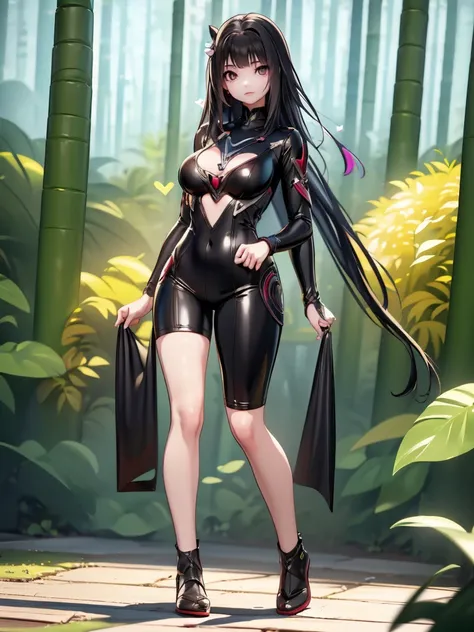 Seizo Watase style, Simple Line Initialism，Abstract art, 3d character, colorful hearts ,(((The most beautiful girl of all time))),  (full body 1.2), only girl, 2 burn hair, jungle background, 25 year old, full body, (((8k))),, (((3d))),, black hair, black ...