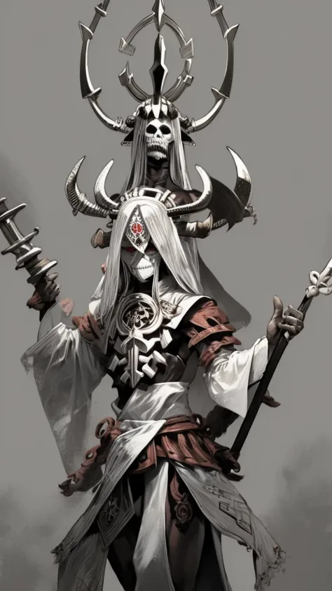 Ser imposing, Skeletal, demonic, With horns, with a sword drawn, God of Death, mictlantecuhtli, skeleton, armor, be powerful, Mexico, be mystical, lord of the underworld, god of the dead