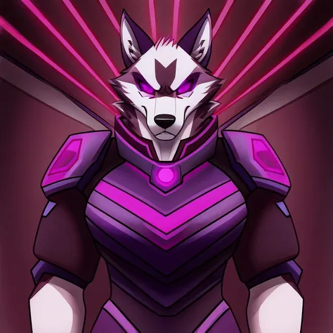 (masterpiece, best quality: 1.2), vortex hellhound, a bodyguard, wolf, furry, an amazing boss, hypnotized with glowing purple ey...