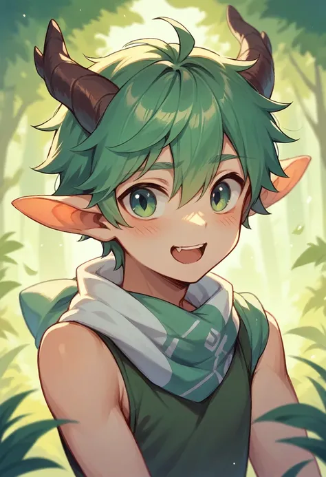 Have a boy befriend a cute dragon in a magical forest 