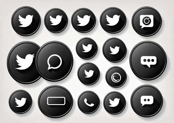 vector of social media icon set thin round ( like , comment, share , save ) 2 vector button , black solid color , keep illustration simple 