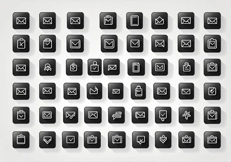 vector of  icon set thin Square for  like , comment, share , save, 2d vector button , black solid color , keep illustration simple 