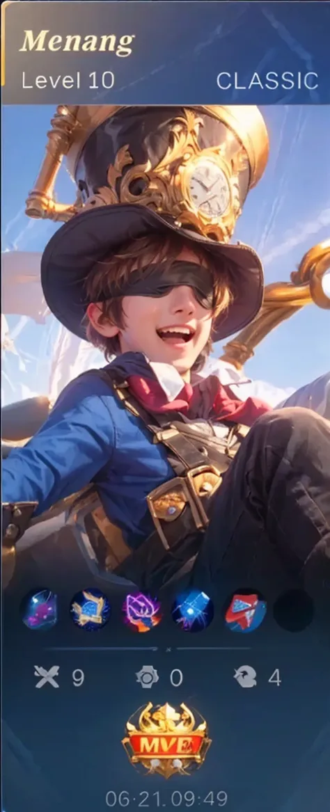 make him look like a 15 year old boy who is laughing by wearing a hat and blindfold with very high resolution, namely 4K and Ultra HD