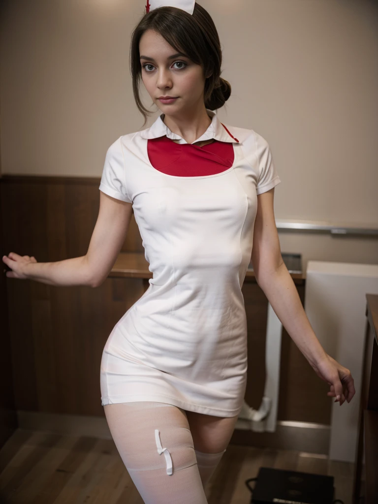 alice in nurse costume, (sexy), skinny