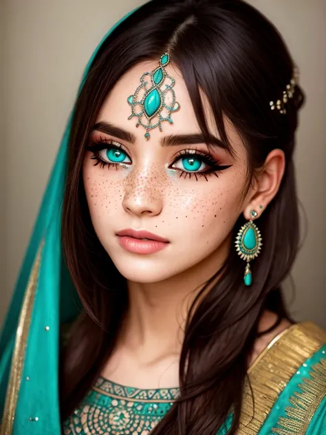 gorgeous eyes, beautiful  face, pale skin, freckles, piercings, tatuados, turquoise eyes, details intricate, hyper-detailed,