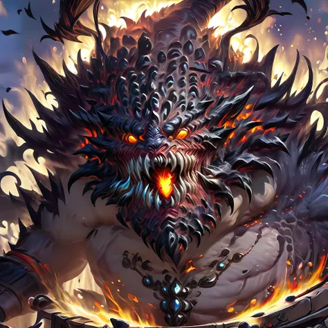 anime character with fire eyes and a devil like face, full art, from hearthstone, hearthstone card art, collectible card art, he...