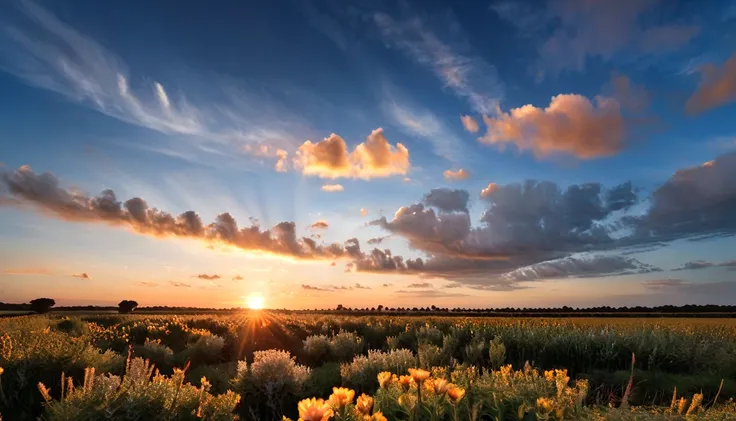 un trou noir se lève dans le ciel d'une terre luxuriante, sunrise,  (masterpiece, hyperréaliste, masterpiece, superior quality, ...