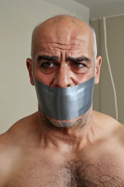 old arab men,tape gag ,hairy chest, white men singlet, mouth tape,