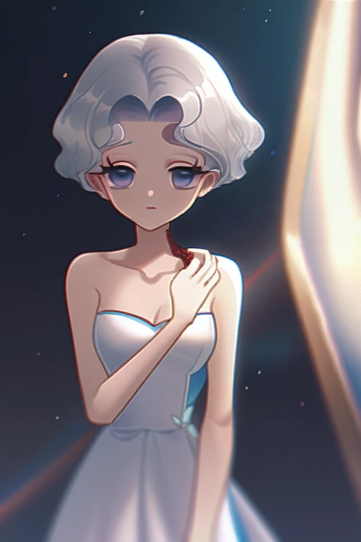 ((Лучшее качество)), ((шедевр)), (подробный), a naked girl drawn in anime style. she has white s