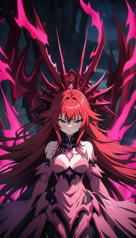 (masterpiece),(Highest quality),(High resolution),(Very detailed),a close up of a woman with red hair and a pink outfit, the queen of blades, demon anime girl, advanced digital anime art ”, badass anime 8 k, anime epic artwork, anime monster girl, advanced...