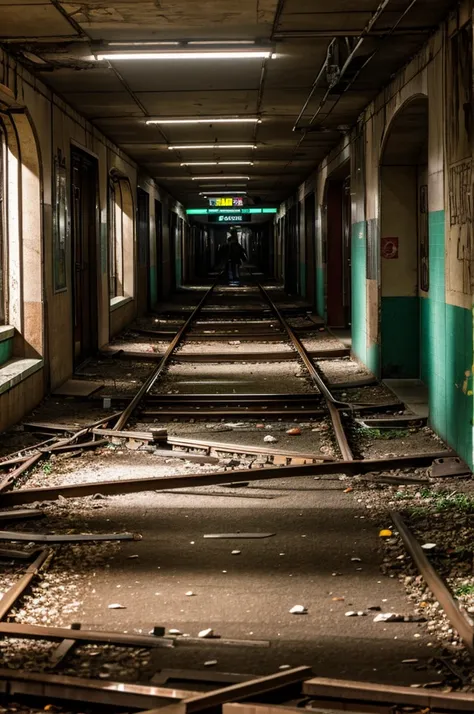 Abandoned subway with a bunch of tramps