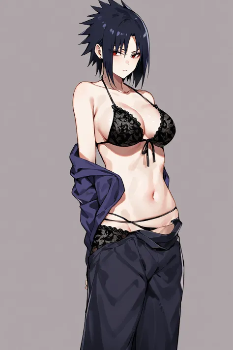 Sasuke Uchiha, e Cup sized breasts, bikini, lace cloth around the hips 