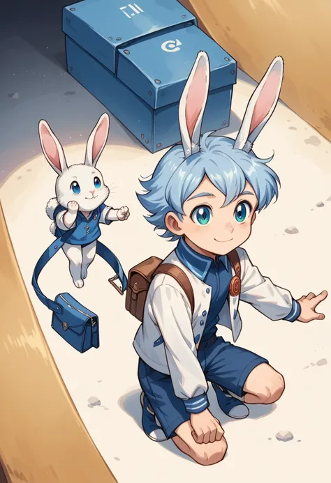 score_9, score_8_up, score_7_up, rating_safe, cute young naked boy, luca,blue hair, blue eyes, rabbit ears,rabbit boy,　cute face...