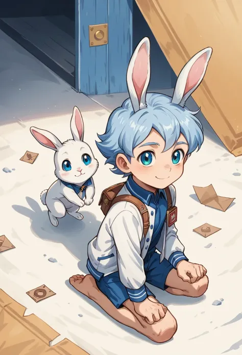 score_9, score_8_up, score_7_up, rating_safe, cute young naked boy, luca,blue hair, blue eyes, rabbit ears,rabbit boy,　cute face...