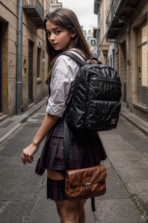 Backpack, School girls, carrying a bag, Beautiful images, Surrealism